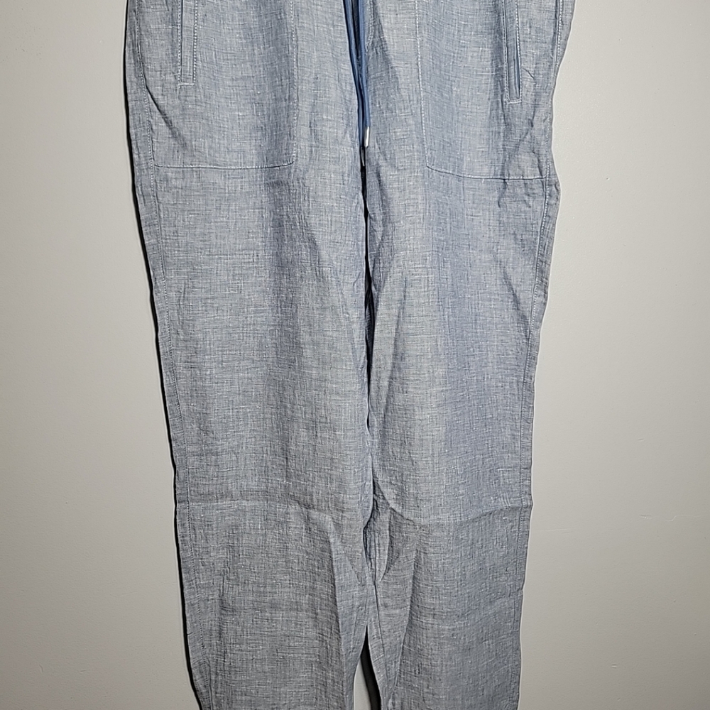 Athleta Retreat Sz Large /10 100% Linen  Pants NWOT light Blue